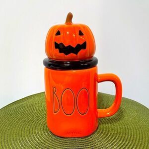 Rae Dunn Boo Halloween Pumpkin Mug with Topper NWT
